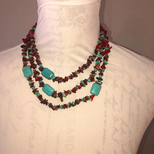 Ladies10 inch,Turquoise inspired three-tier necklace with a 2 inch extender
